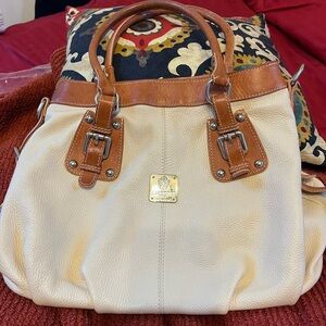 I Medici Firenze Italian Cream and Tan Leather Tote Bag